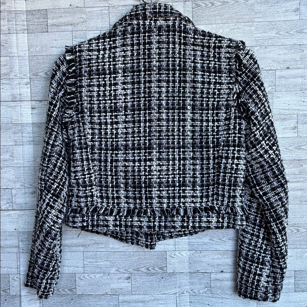Tweed Moto Jacket A New‎ Day Black & White Metallic Coat - Picture 4 of 6